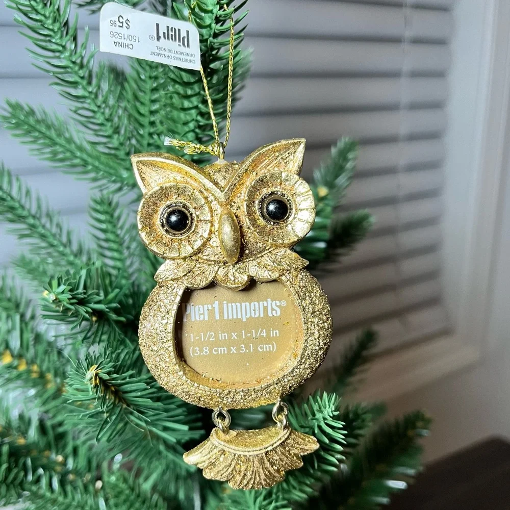 Pier 1 Imports Gold Owl Ornament Picture Frame